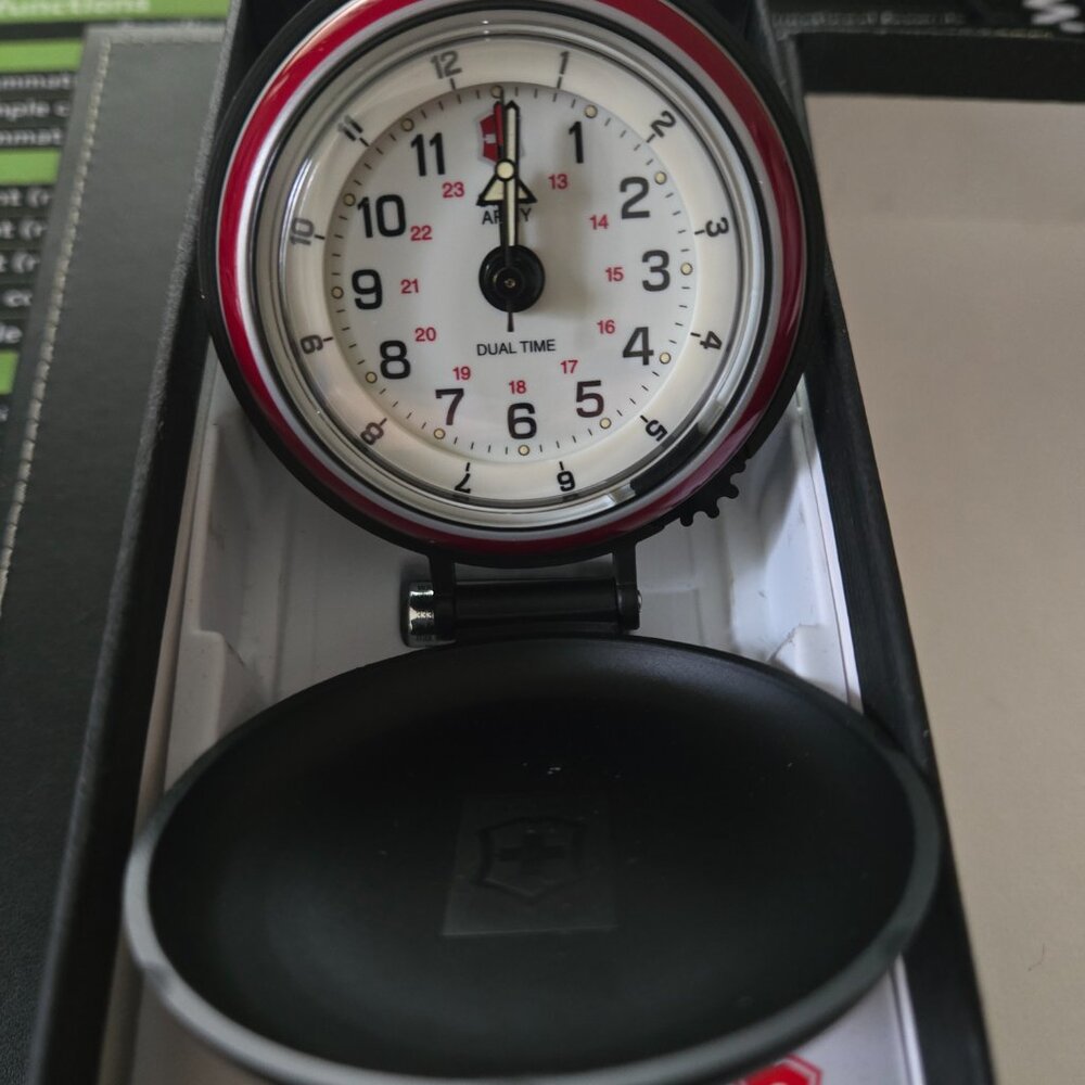 Original Swiss Army Gift Set Dual Time Travel Alarm and Classic Swiss Army Knife